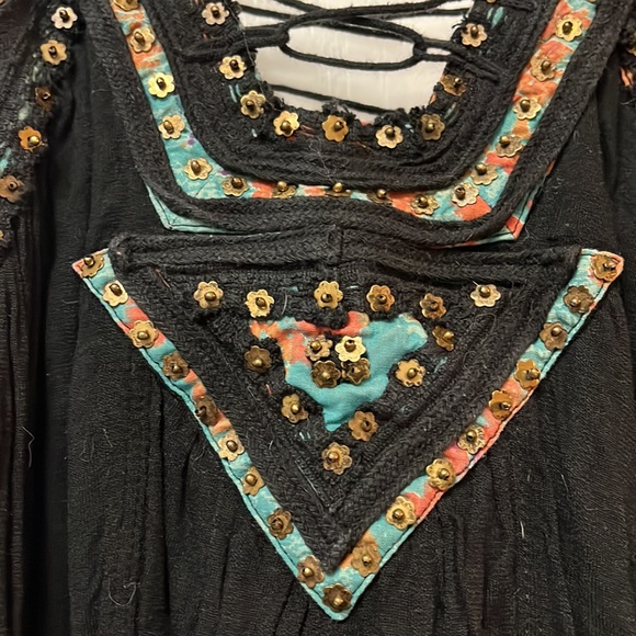 Free People black boho tank with metal detail. XS. - Picture 3 of 6